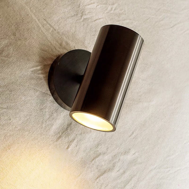 Freja Moden Spotlight cylindrical Metal Wall Lamp, Gold/Black