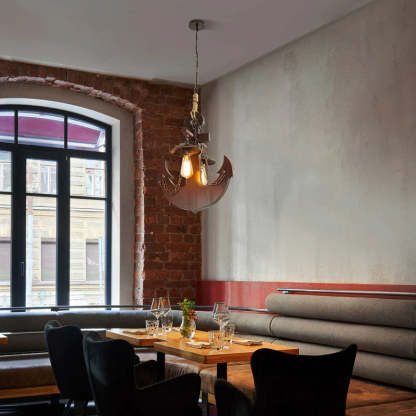 Retro anchor pendant light in restaurant, Las Sola lighting
