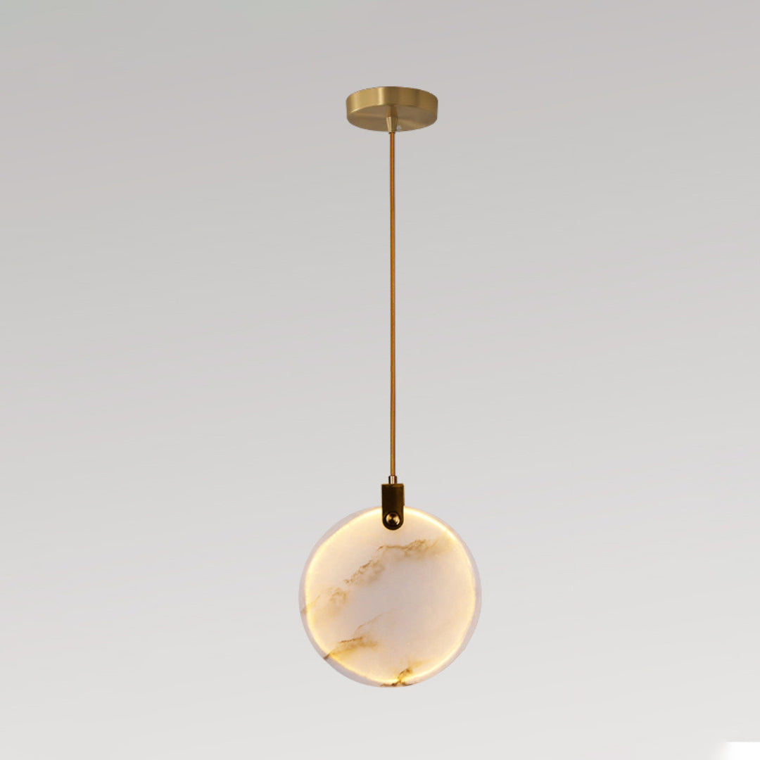 Jade Alabaster Disc Brass Modern Pendant Light Living Room Bedroom