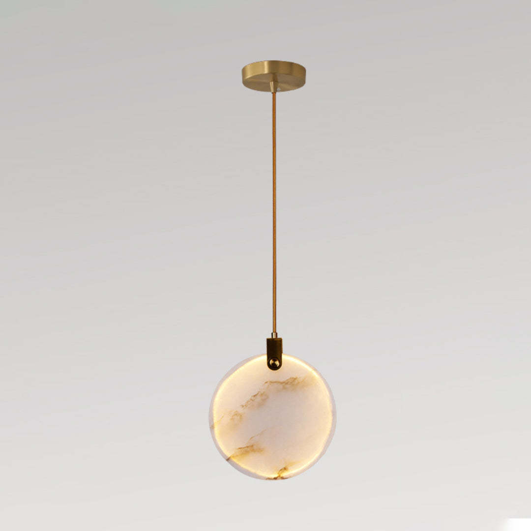 Jade Alabaster Disc Brass Modern Pendant Light Living Room Bedroom