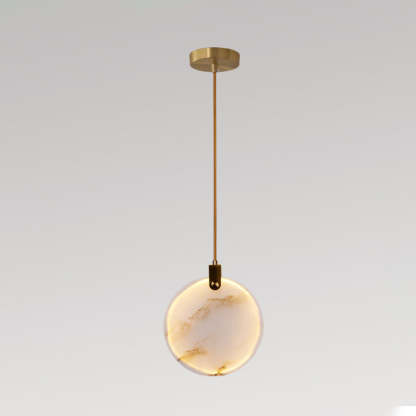 Jade Alabaster Disc Brass Modern Pendant Light Living Room Bedroom