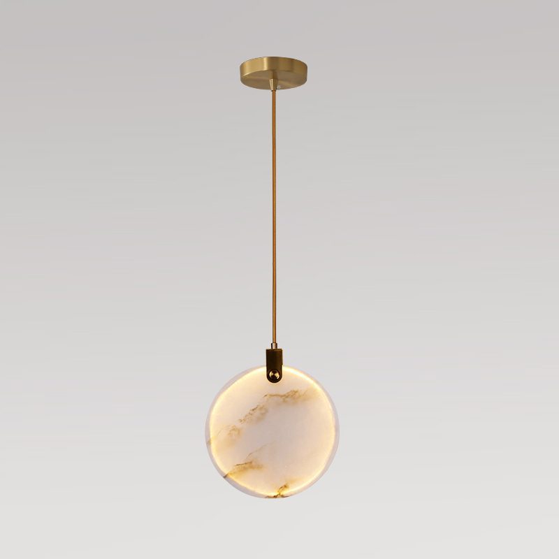 Jade Alabaster Disc Brass Modern Pendant Light Living Room Bedroom