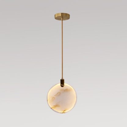 Jade Alabaster Disc Brass Modern Pendant Light Living Room Bedroom