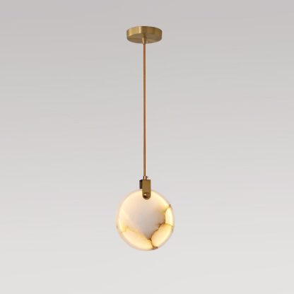 Jade Alabaster Disc Brass Modern Pendant Light Living Room Bedroom