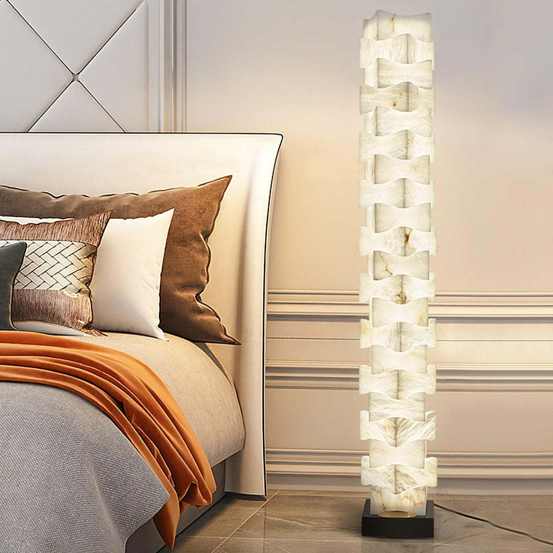Jade Chic Layered Alabaster Floor Lamp Living Room Bedroom