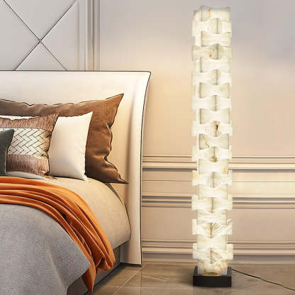 Jade Chic Layered Alabaster Floor Lamp Living Room Bedroom