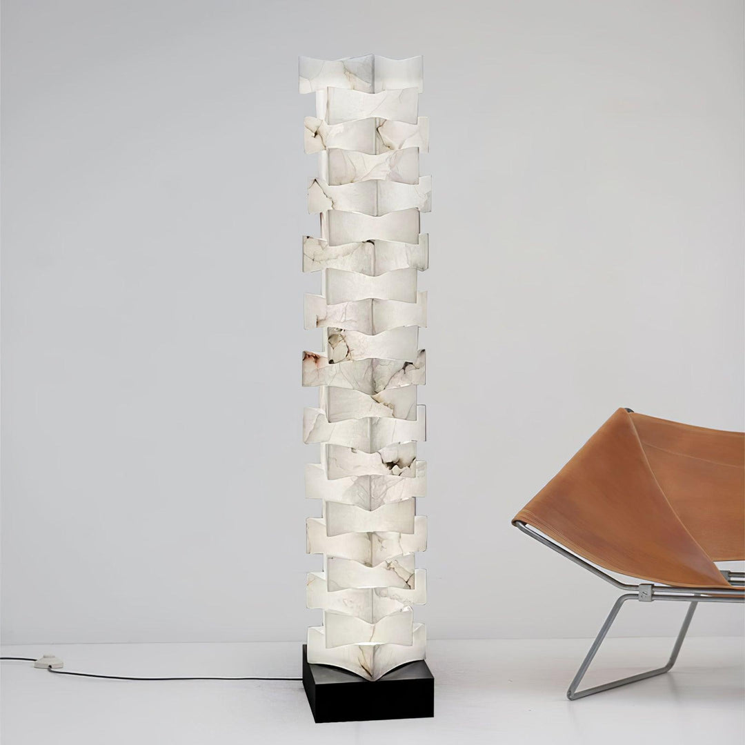 Jade Chic Layered Alabaster Floor Lamp Living Room Bedroom