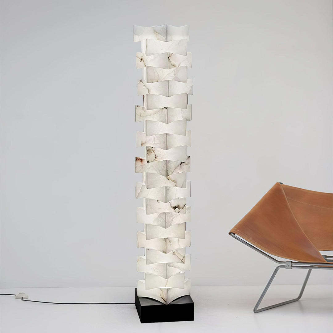 Jade Chic Layered Alabaster Floor Lamp Living Room Bedroom