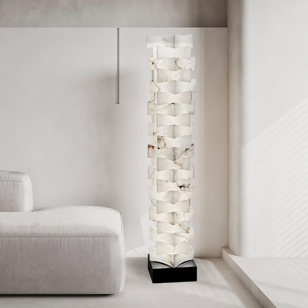 Jade Chic Layered Alabaster Floor Lamp Living Room Bedroom