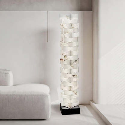 Jade Chic Layered Alabaster Floor Lamp Living Room Bedroom