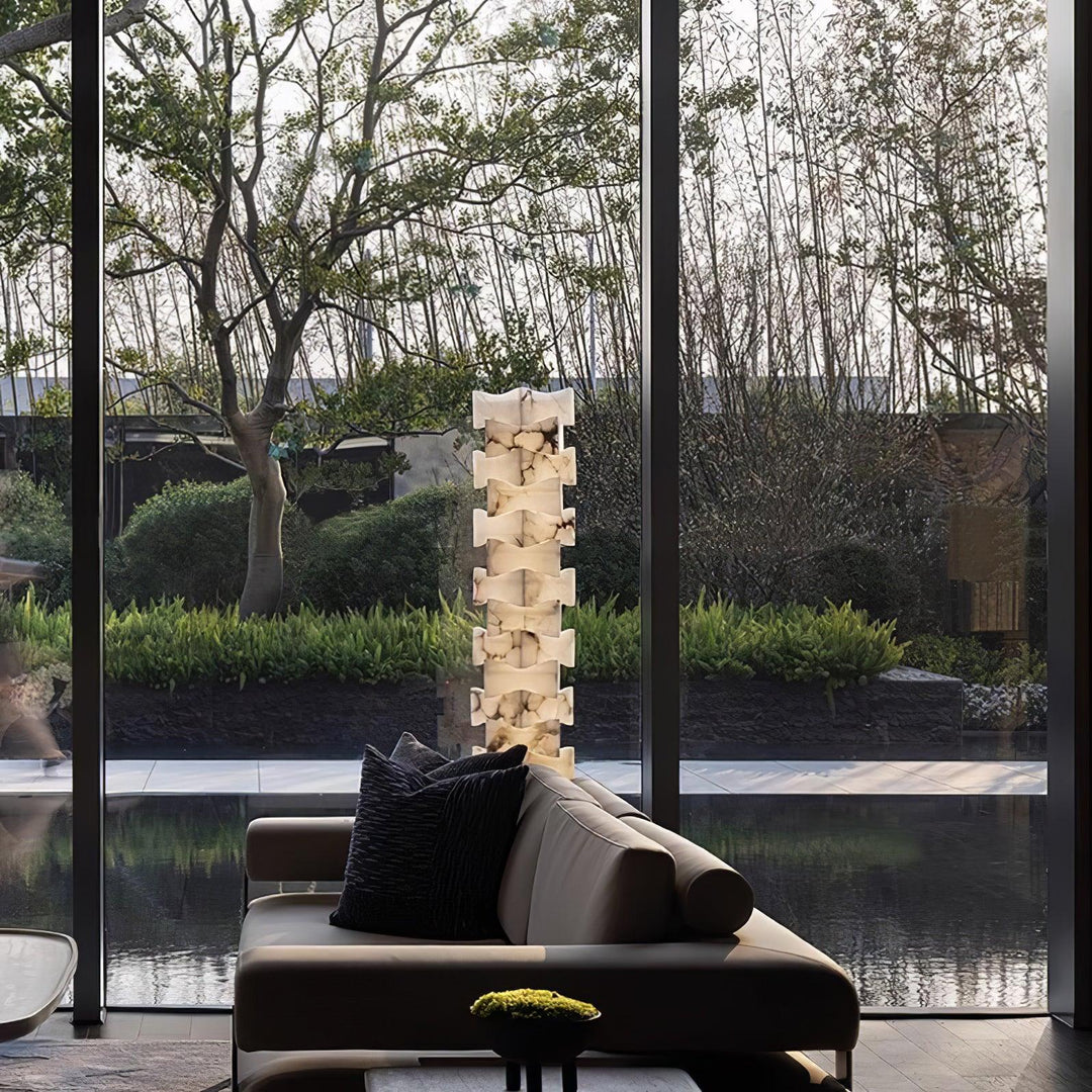 Jade Chic Layered Alabaster Floor Lamp Living Room Bedroom