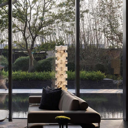 Jade Chic Layered Alabaster Floor Lamp Living Room Bedroom
