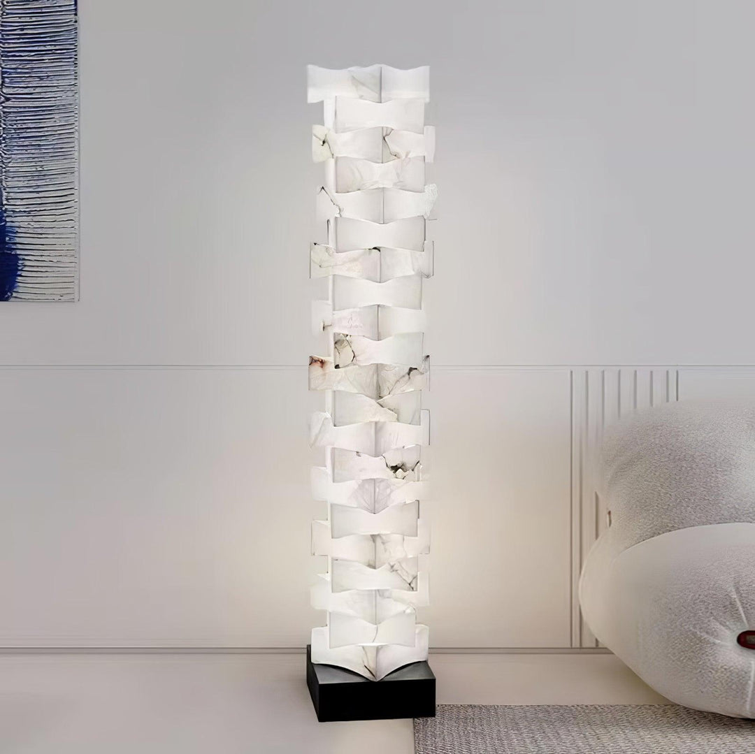 Jade Chic Layered Alabaster Floor Lamp Living Room Bedroom
