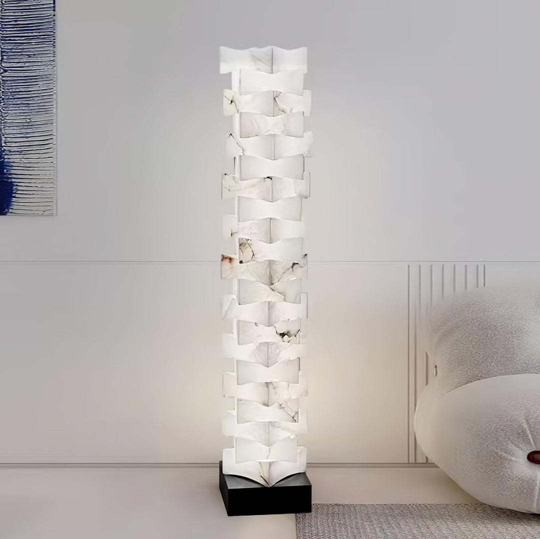 Jade Chic Layered Alabaster Floor Lamp Living Room Bedroom