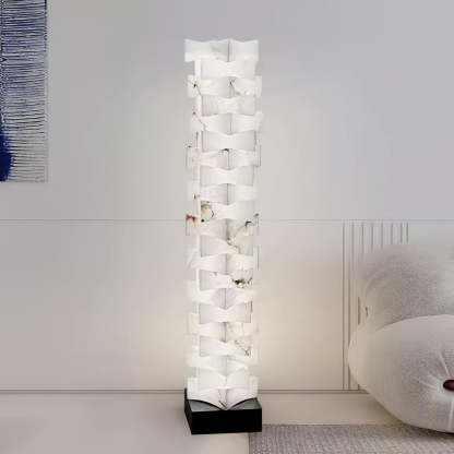 Jade Chic Layered Alabaster Floor Lamp Living Room Bedroom
