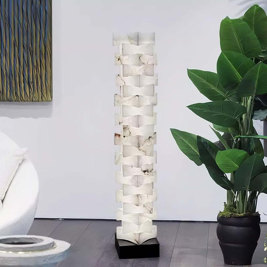 Floor Lamp Alabaster Layered Chic Living Room Bedroom | Las Sola