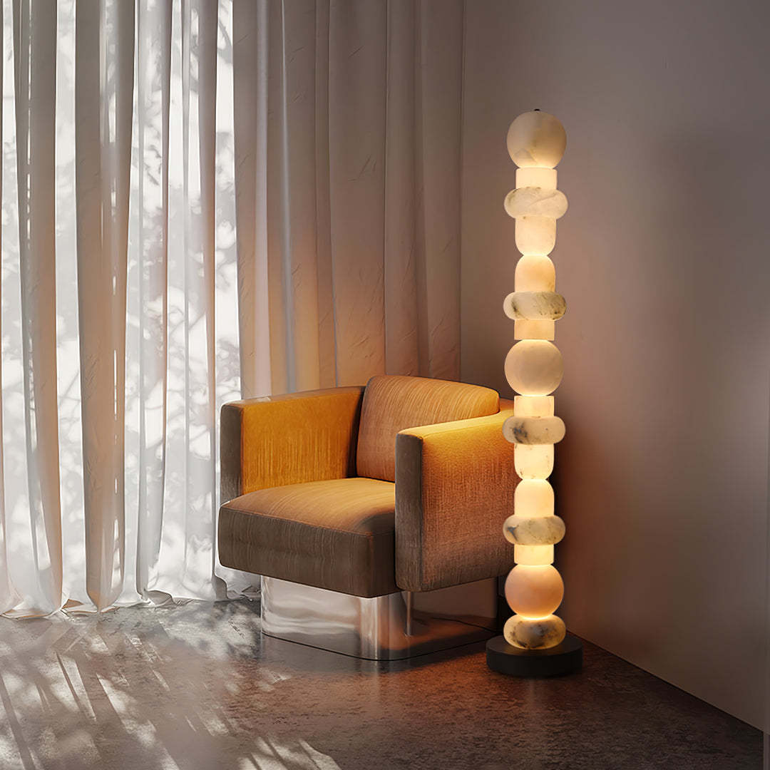 Jade Alabaster Sculptural Modern Floor Lamp Living Room Bedroom