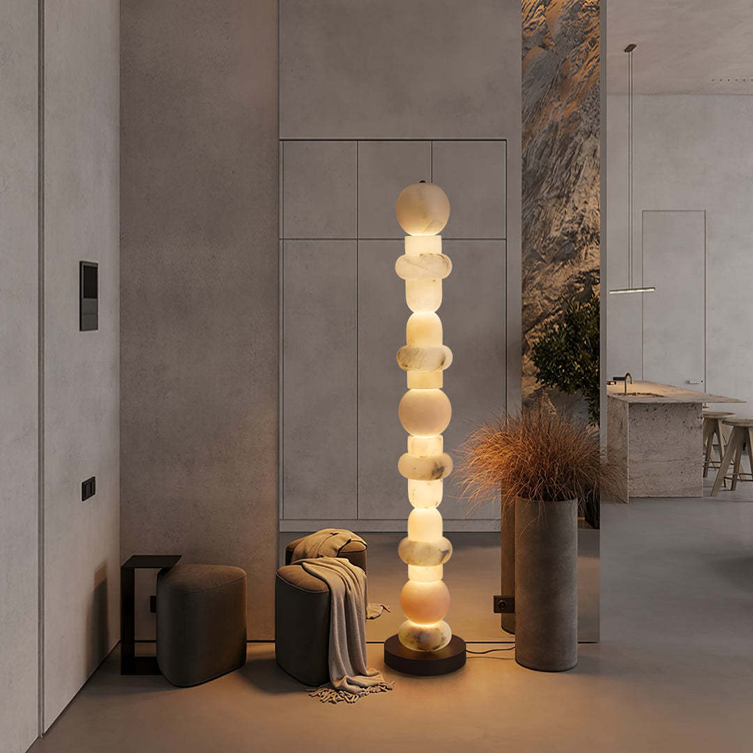 Floor Lamp Alabaster Sculptural Modern Living Room Bedroom | Las Sola