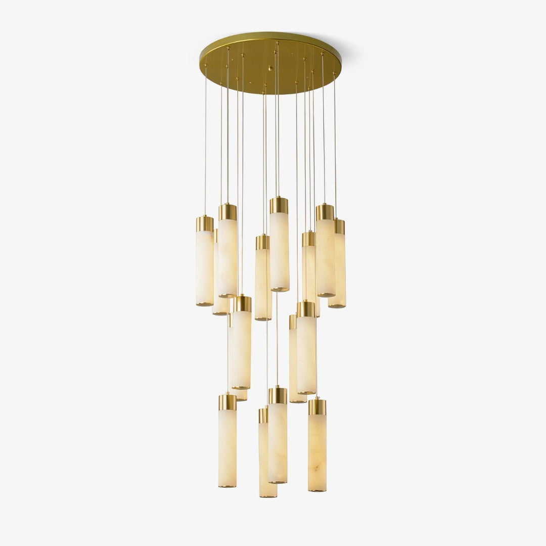 Jade Alabaster Cascade Brass Modern Chandelier Hallway