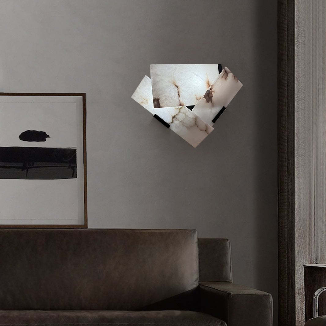 Jade Alabaster Geometric Contemporary Wall Light Living Room