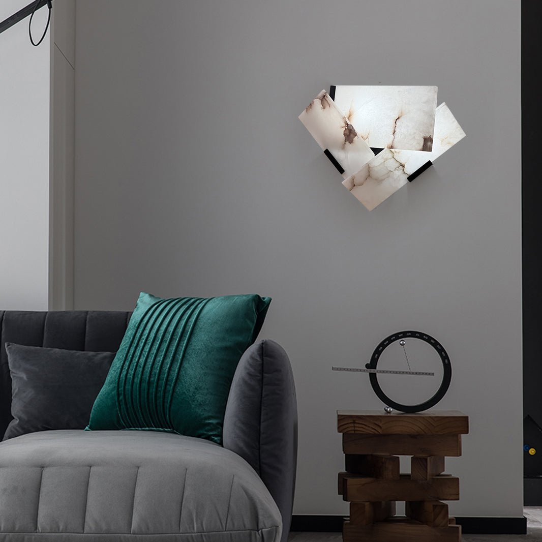 Jade Alabaster Geometric Contemporary Wall Light Living Room