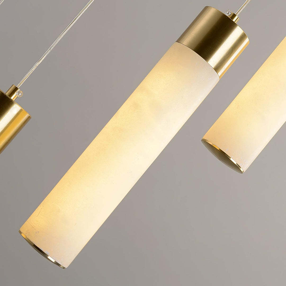 Jade Alabaster Cascade Brass Modern Chandelier Hallway