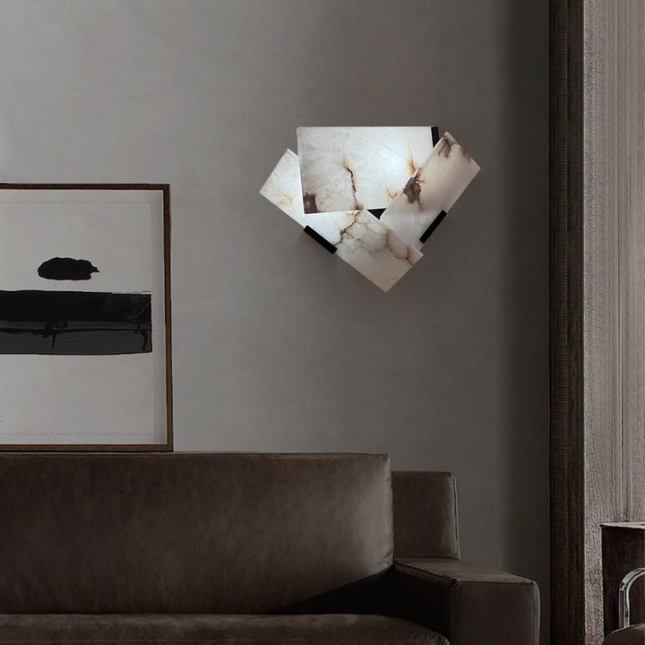 Jade Alabaster Geometric Contemporary Wall Light Living Room