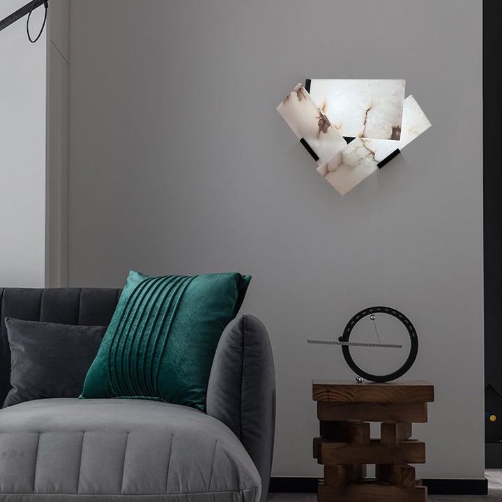 Jade Alabaster Geometric Contemporary Wall Light Living Room