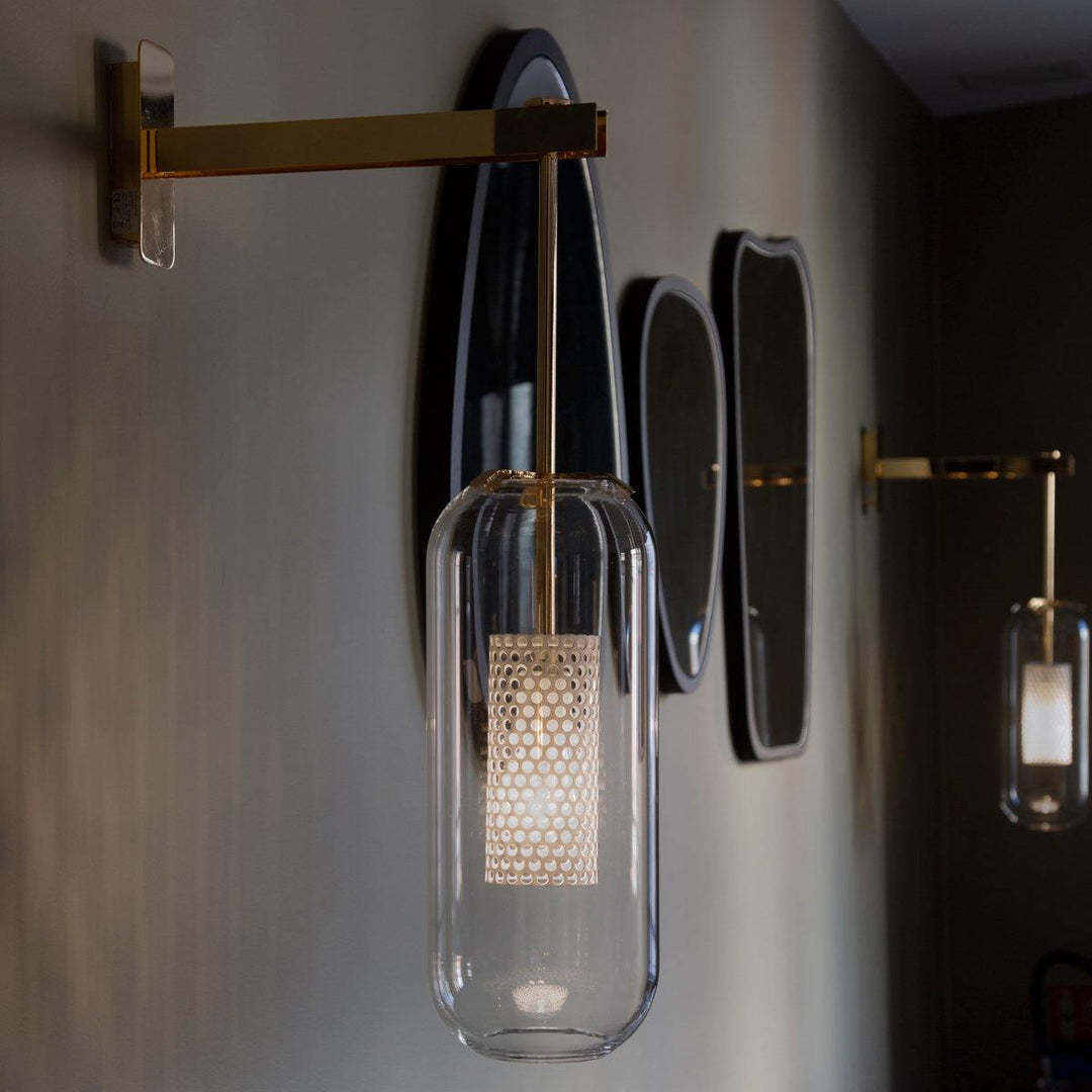 Edge Modern Round Meta Glass Wall Lamp Living Room Bedroom