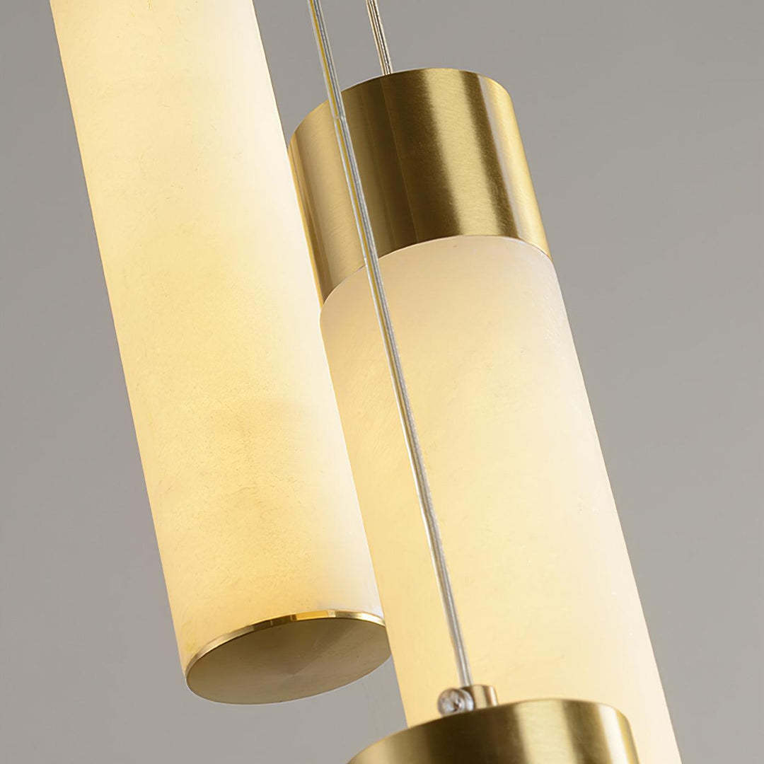 Jade Alabaster Cascade Brass Modern Chandelier Hallway