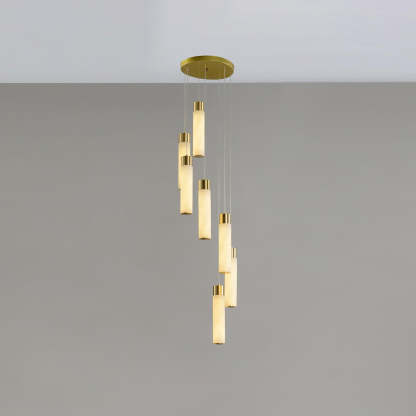 Jade Alabaster Cascade Brass Modern Chandelier Hallway