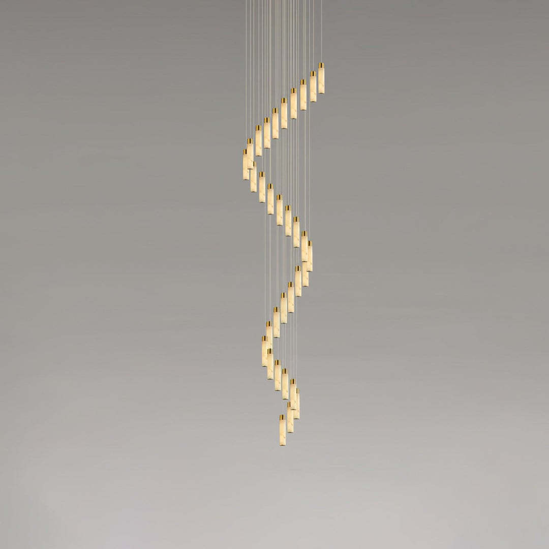 Jade Alabaster Cascade Brass Modern Chandelier Hallway