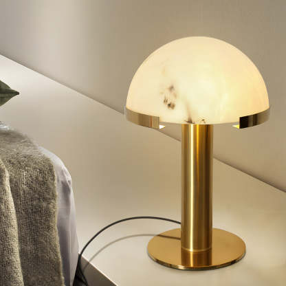 Jade Mushroom Alabaster Brass Table Lamp Living Room Bedroom