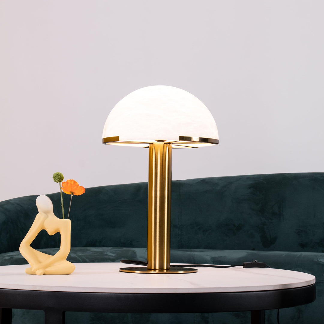 Jade Mushroom Alabaster Brass Table Lamp Living Room Bedroom