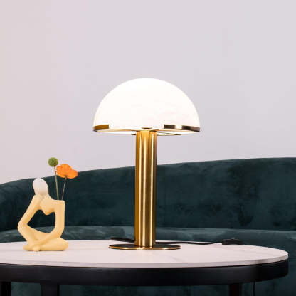 Jade Mushroom Alabaster Brass Table Lamp Living Room Bedroom