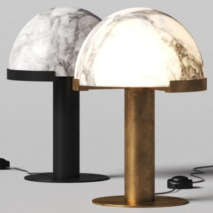 Jade Mushroom Alabaster Brass Table Lamp Living Room Bedroom