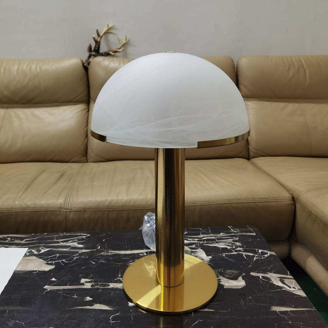 Jade Mushroom Alabaster Brass Table Lamp Living Room Bedroom