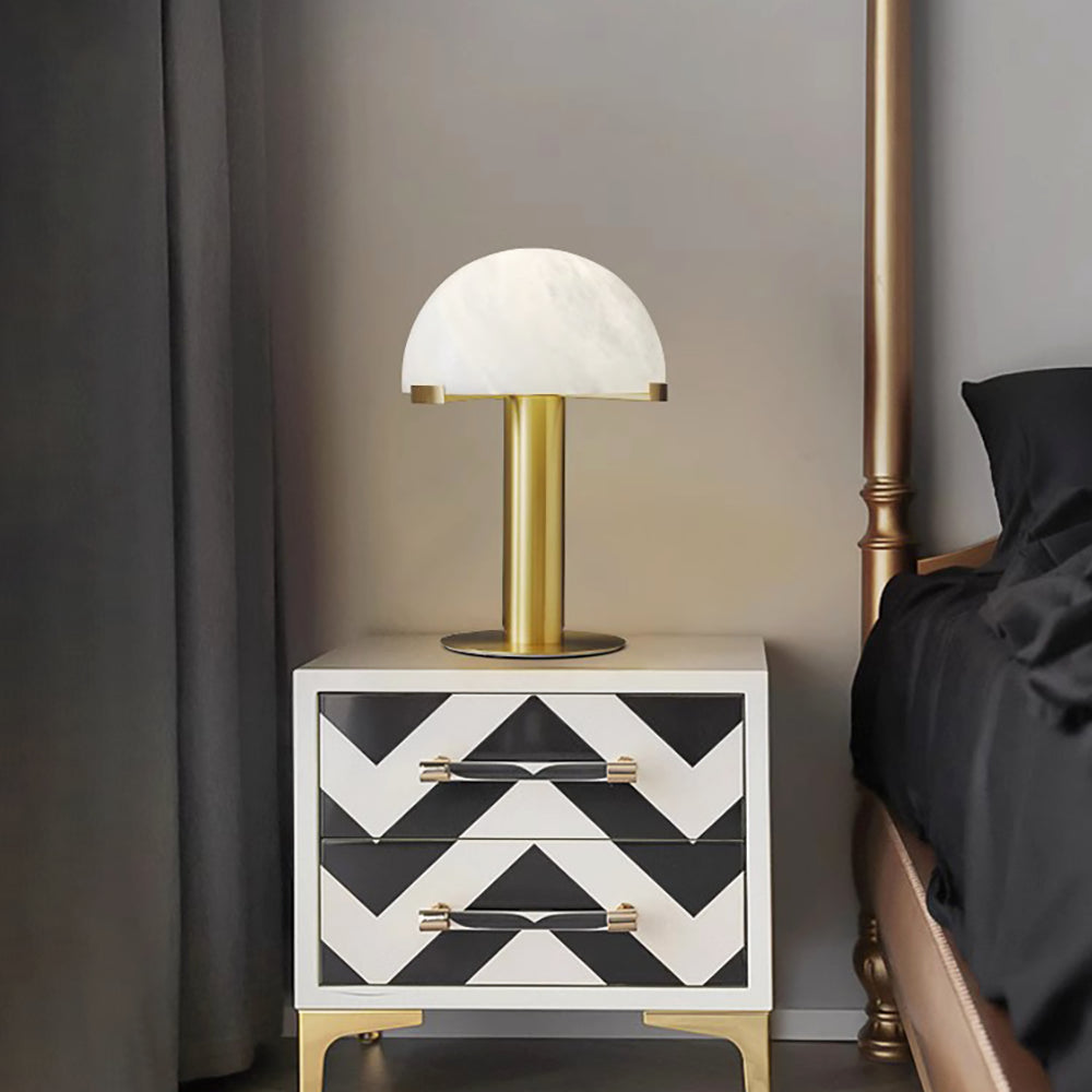 Jade Mushroom Alabaster Brass Table Lamp Living Room Bedroom