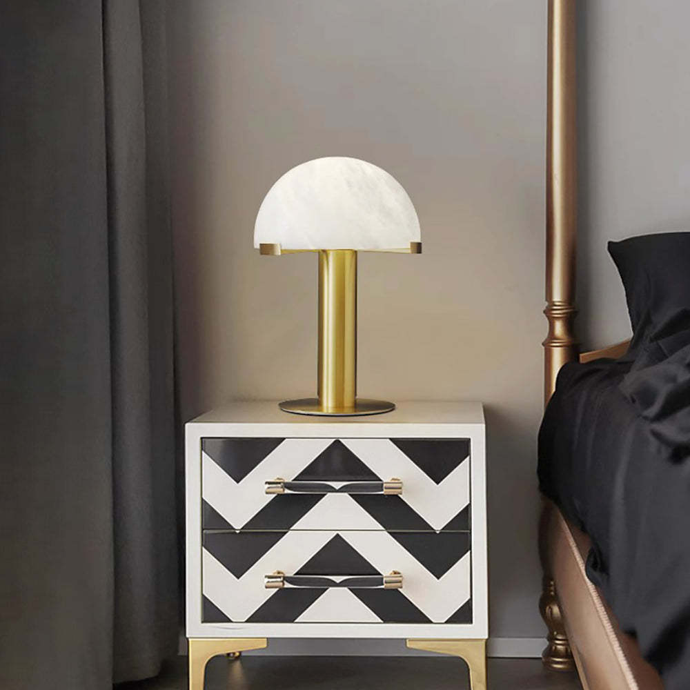 Jade Mushroom Alabaster Brass Table Lamp Living Room Bedroom
