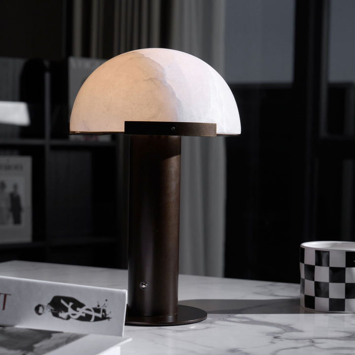Jade Mushroom Alabaster Brass Table Lamp Living Room Bedroom