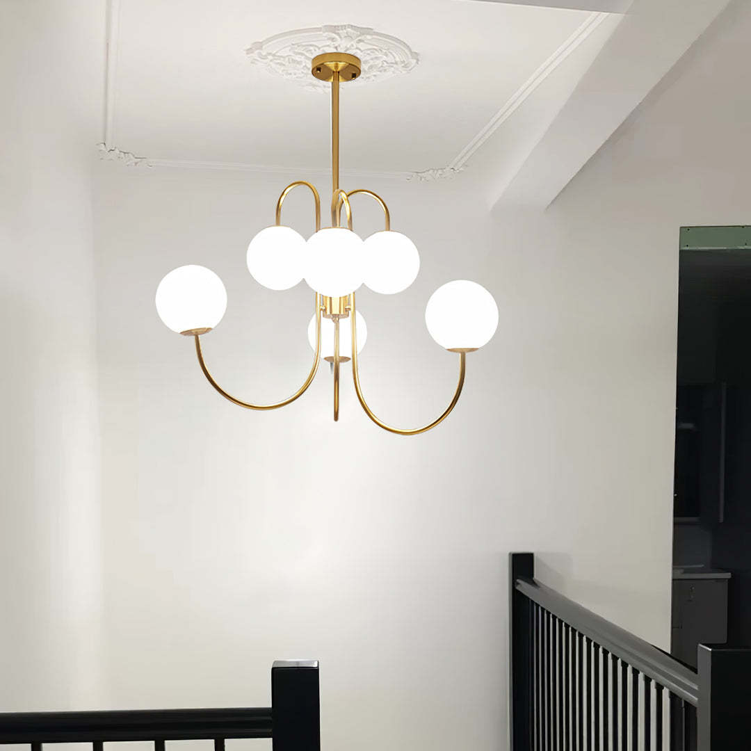 Alessio Vintage Metal Glass Gold Black Pendant Light Bedroom Living Room