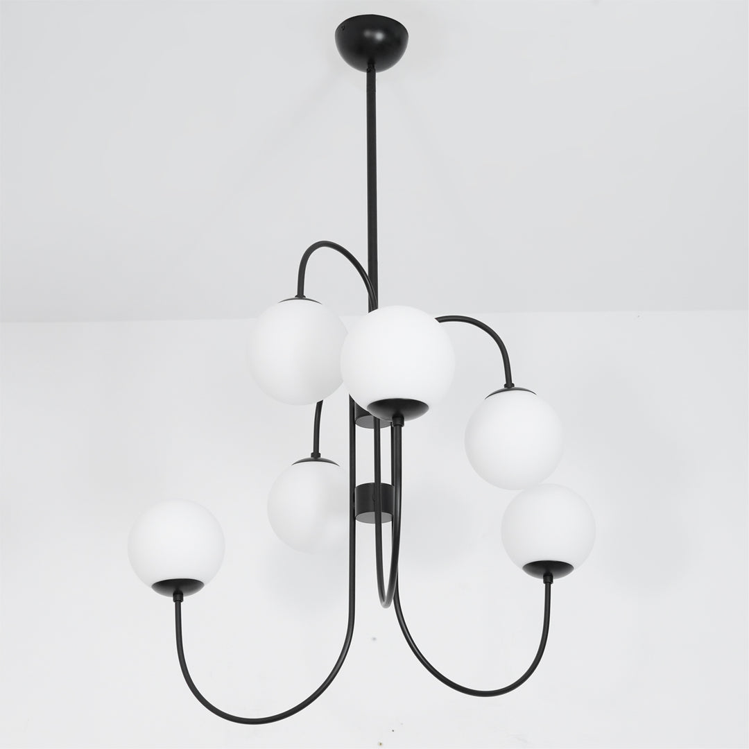 Alessio Vintage Metal Glass Gold Black Pendant Light Bedroom Living Room