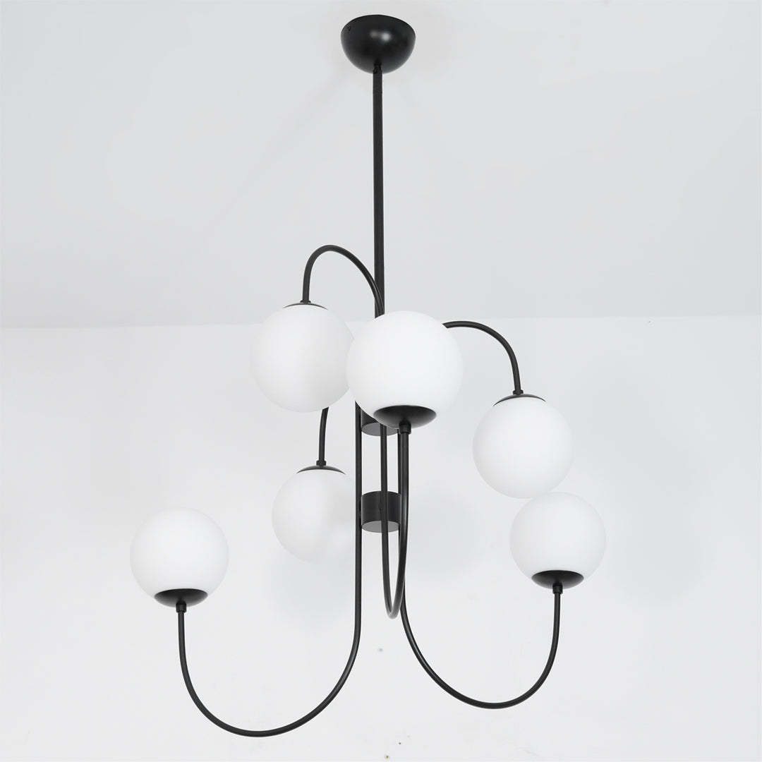Alessio Vintage Metal Glass Gold Black Pendant Light Bedroom Living Room