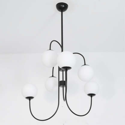 Alessio Vintage Metal Glass Gold Black Pendant Light Bedroom Living Room