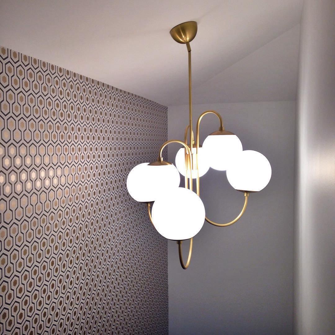 Alessio Vintage Metal Glass Gold Black Pendant Light Bedroom Living Room