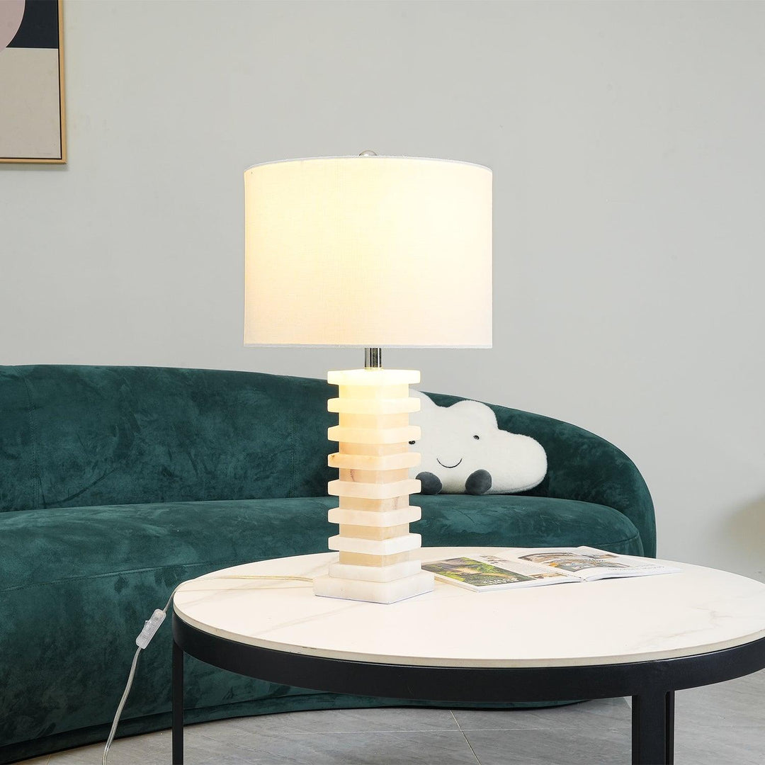 Jade Alabaster Stacked Elegant Table Lamp Bedroom Living Room