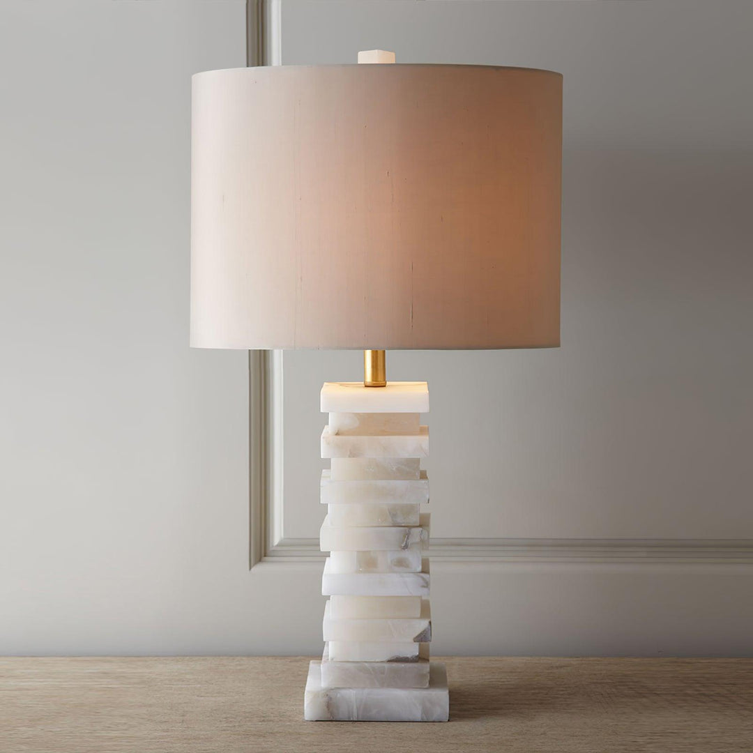 Jade Alabaster Stacked Elegant Table Lamp Bedroom Living Room