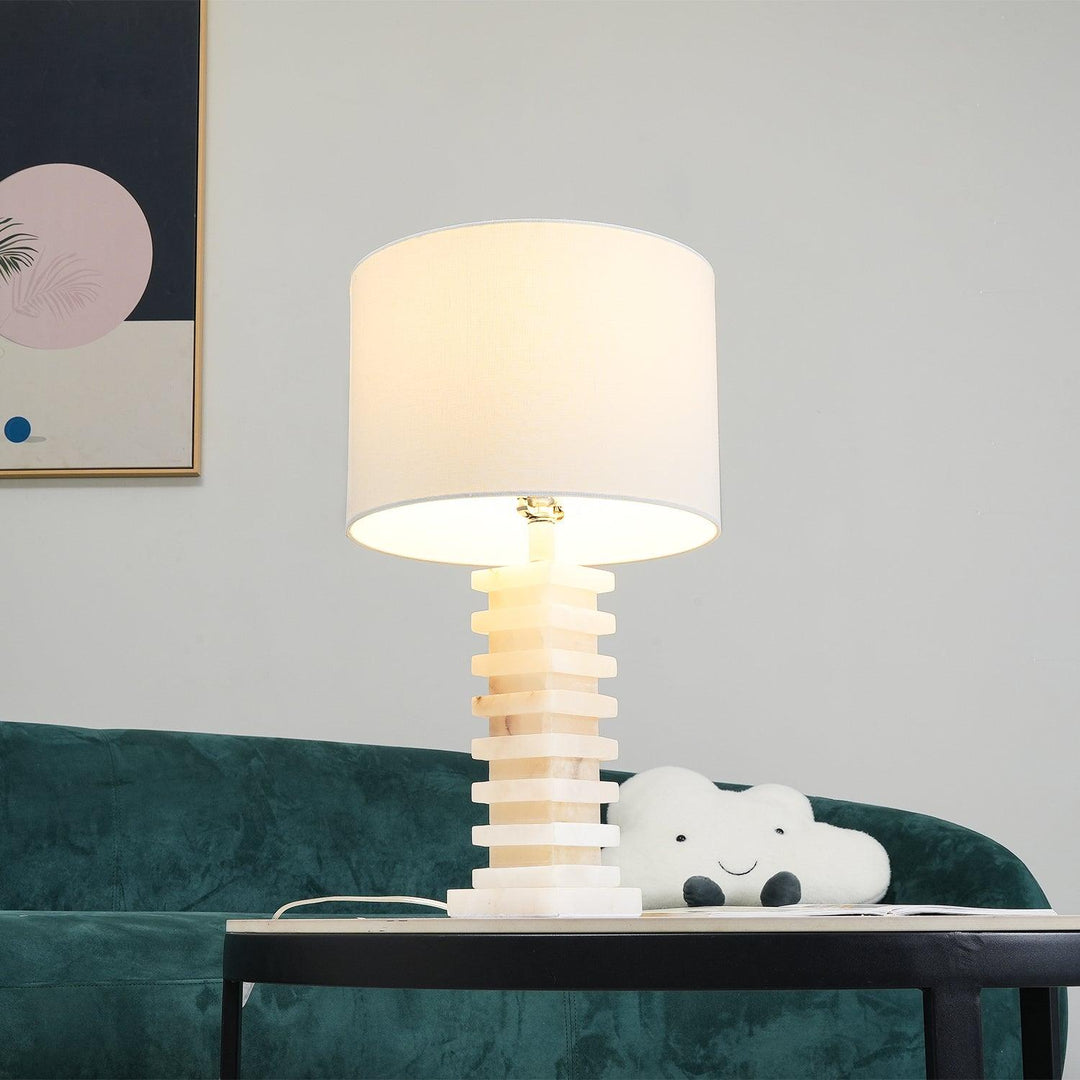 Jade Alabaster Stacked Elegant Table Lamp Bedroom Living Room