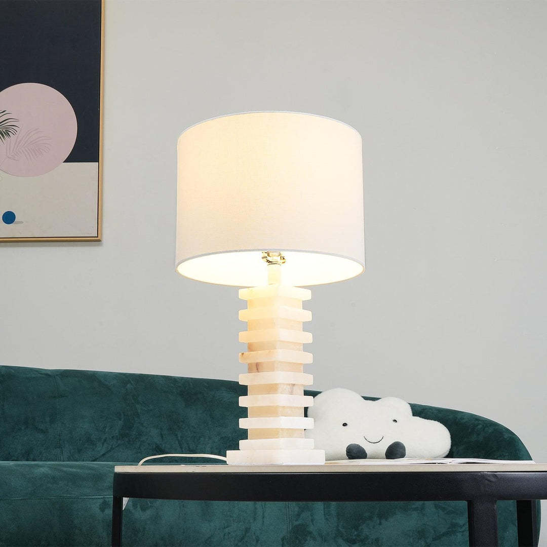 Jade Alabaster Stacked Elegant Table Lamp Bedroom Living Room