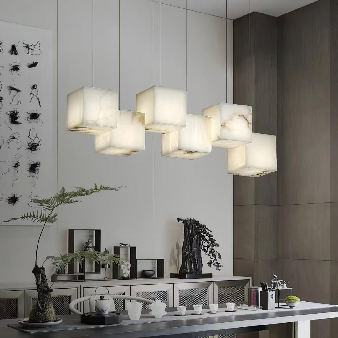 Jade Modern Minimalist Alabaster Chandelier Living Room Bedroom